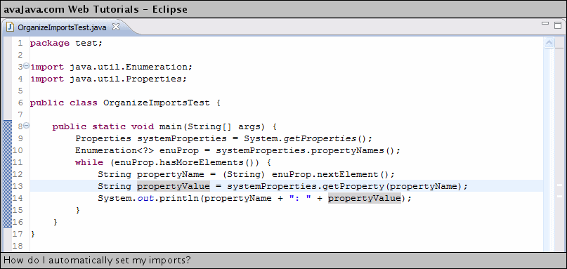 Imports added in Java Editor