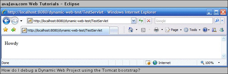 Hitting TestServlet in web browser