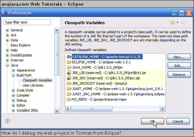 CATALINA_HOME Classpath Variable created in Eclipse
