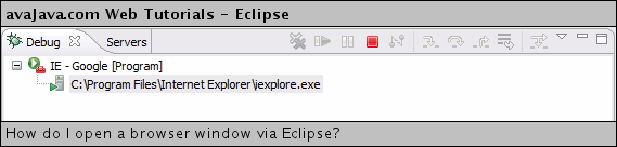 External Tool in Eclipse Debug View