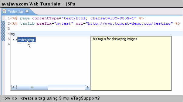 Eclipse Content Assist for tag library