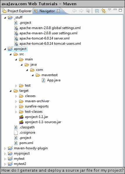 source jar file has been generated for project