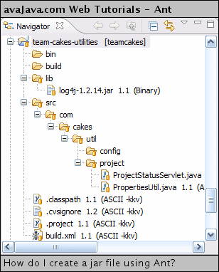 team-cakes-utilities project in Eclipse Navigator