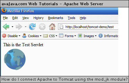 hitting test servlet via Apache (port 80)