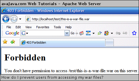 403 Forbidden error when try to access war file directly