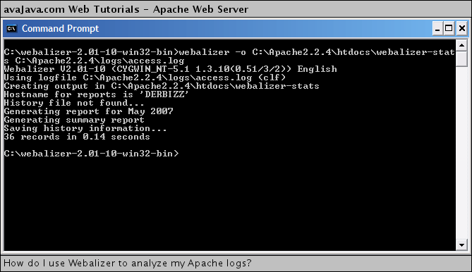 executing webalizer on Apache access.log and saving results to webalizer-stats