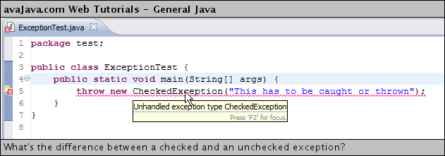 Unhandled exception type CheckedException