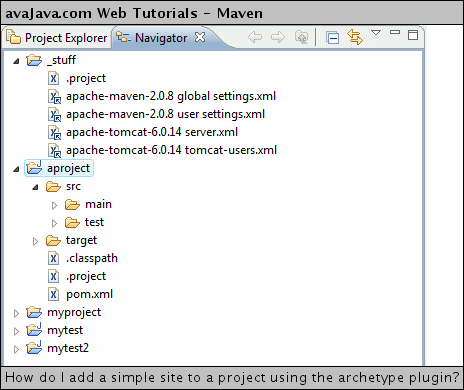 'aproject' in Eclipse Navigator View