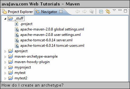 'maven-archetype-example' in Eclipse Navigator View
