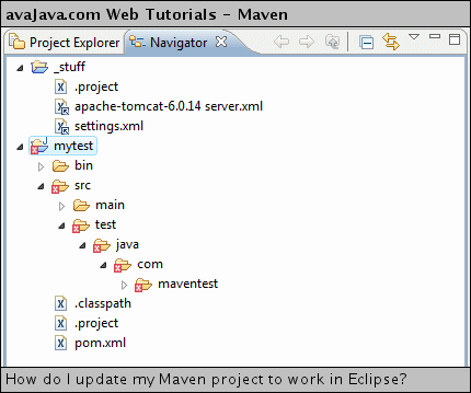 'mytest' project in Eclipse Navigator View
