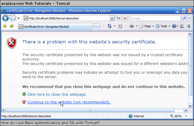 IE's Wacky Security Certificate Message